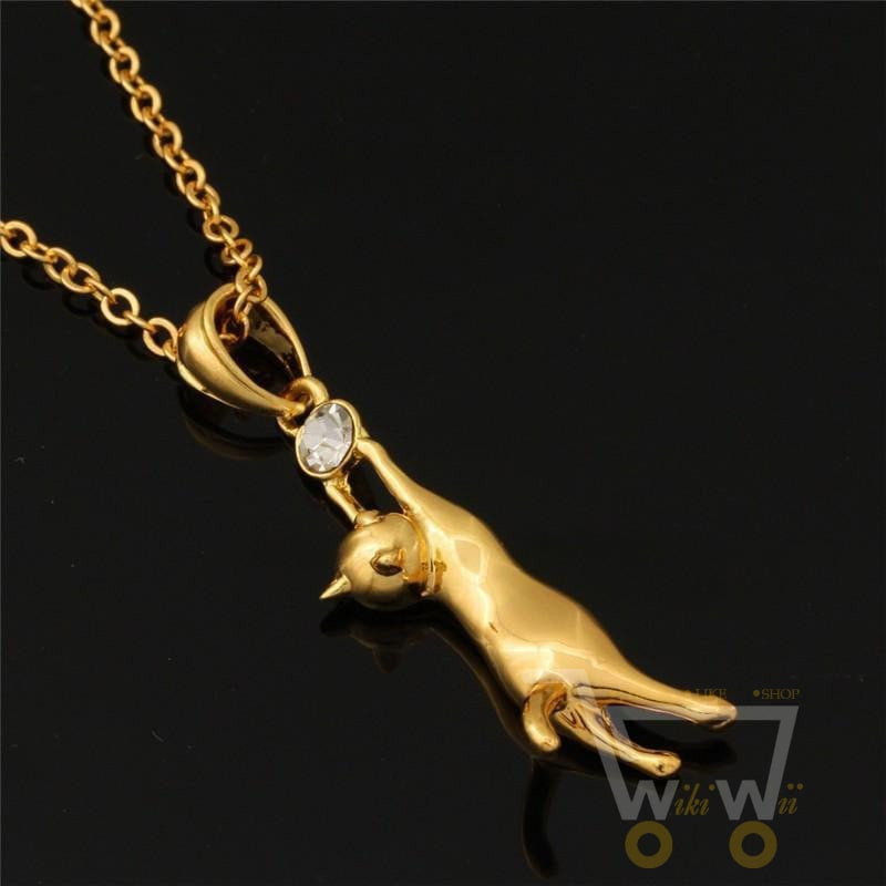 18K Gold Plated Cat Necklace - WikiWii
