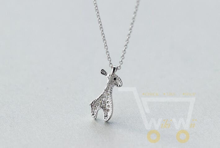 925 Sterling-Silver-Jewelry Crystals Giraffe Necklace - WikiWii