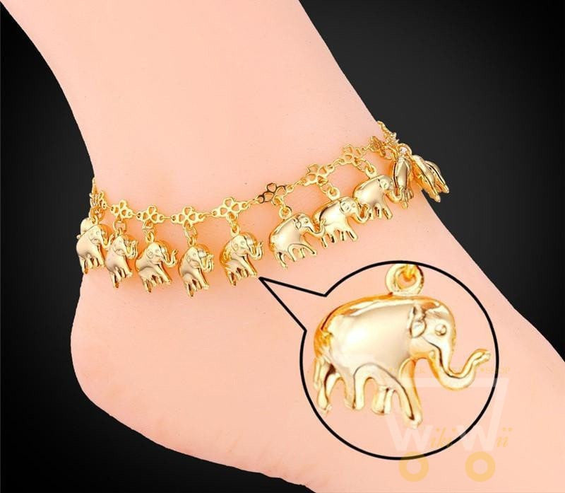 18K Gold /Platinum Plated Elephant Anklet Bracelets - WikiWii