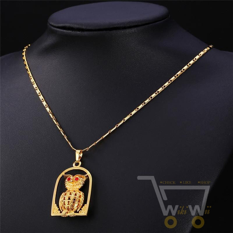 18K Gold/Platinum Plated Fashion Jewelry Owl Necklace - WikiWii