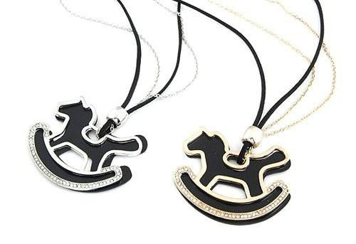 Black gold horse necklace - WikiWii