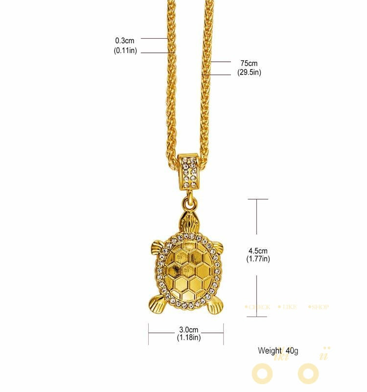 Gold Plated Little Turtle Pendant Necklace - WikiWii