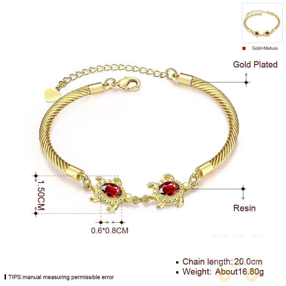 gold plated sea turtle bracelet - WikiWii