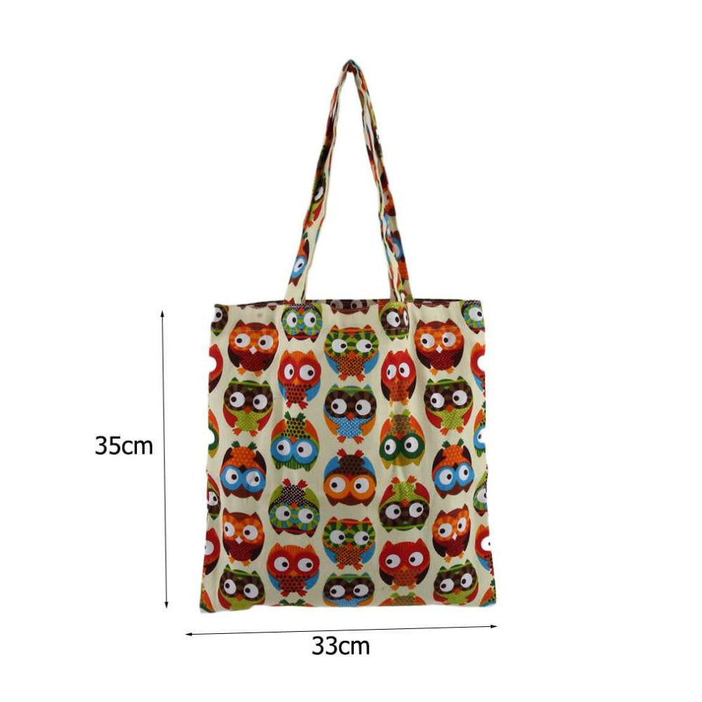 Handbag Owl Printed Canvas - WikiWii