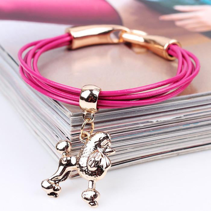 rose pink string love dog charms bracelet - WikiWii