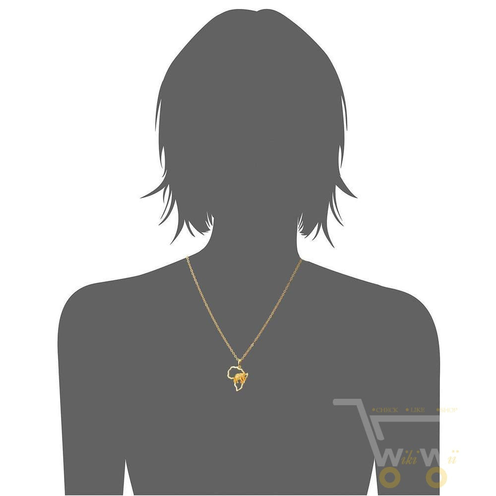 18k Gold Plated African Map Elephant Necklace - WikiWii
