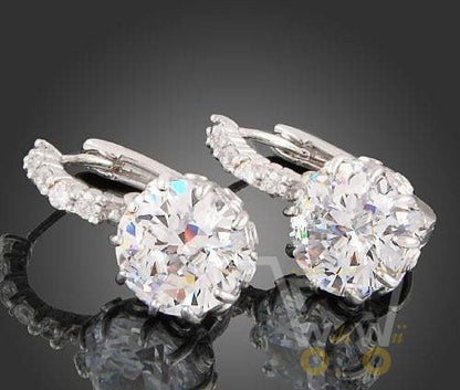 18k white Gold Plated Clear Crystal Earrings - WikiWii