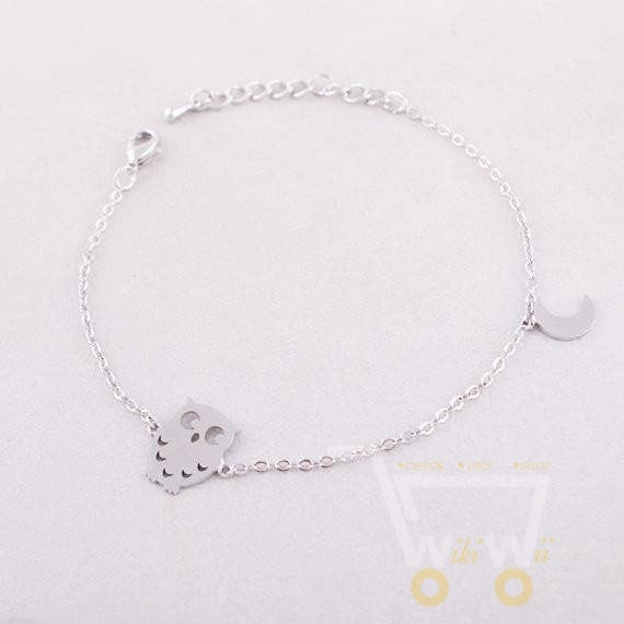 18 k Gold / Silver Night Owl Bracelet Moon Bracelet - WikiWii