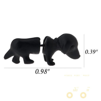 3D Puppy Dog , Black Jewelry Stud Earrings - WikiWii