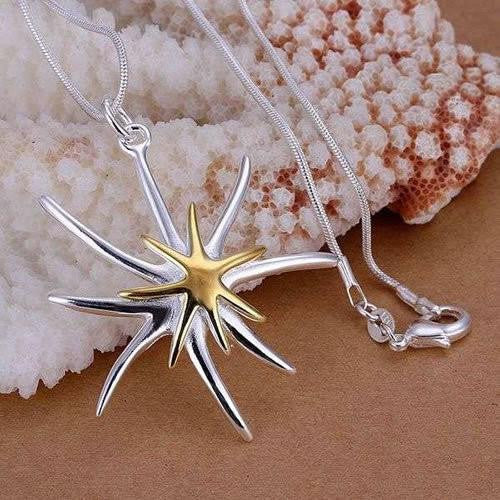 925 sterling silver starfish Necklace - WikiWii