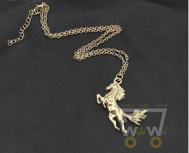 18K Gold Plated Horse Necklace - WikiWii