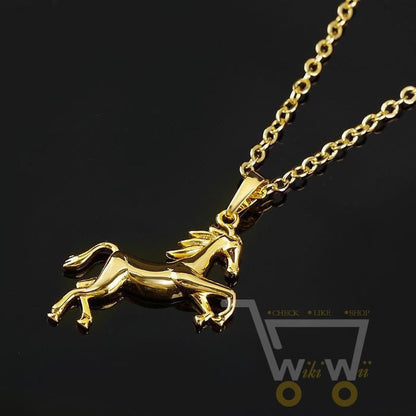 18k gold plated horse pendant necklace - WikiWii