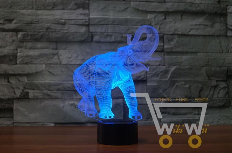 Baby Elephant Table Lamp -7 colors in one item - WikiWii