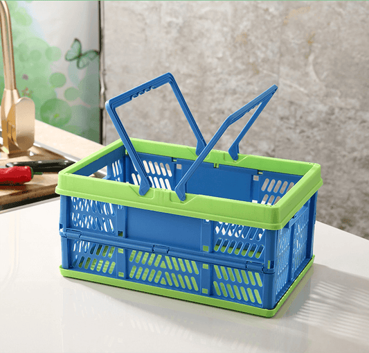 Folding Plastic Basket with handles - WikiWii