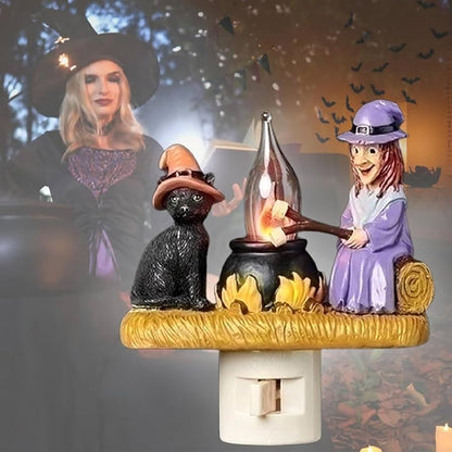 🔥 On Sale-2024 Cat and Witch Campfire Flickering Nightlight