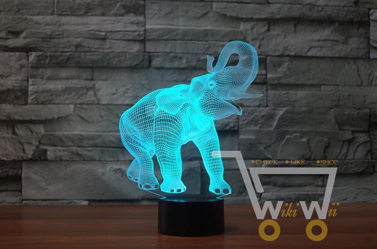 Baby Elephant Table Lamp -7 colors in one item - WikiWii