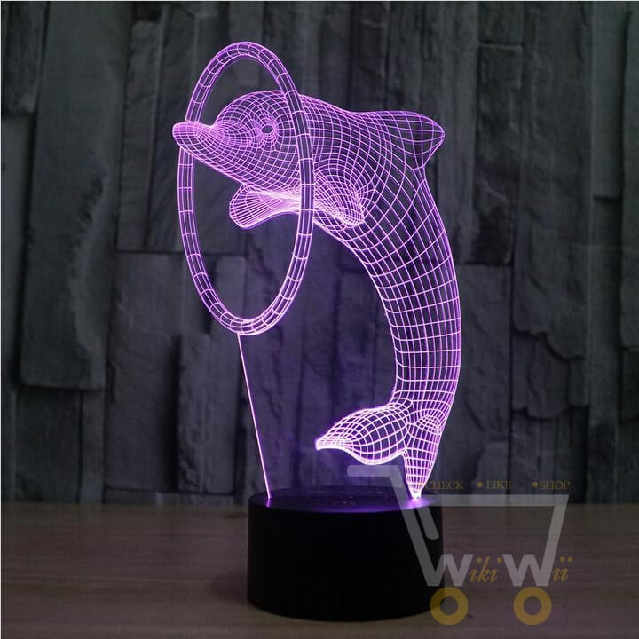 Acrylic Dolphin Colorful LED Night Light - WikiWii