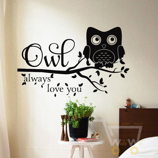 always love you owl wall sticker , waterproof home decoration - WikiWii