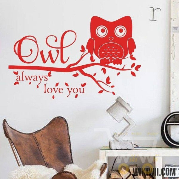 always love you owl wall sticker , waterproof home decoration - WikiWii