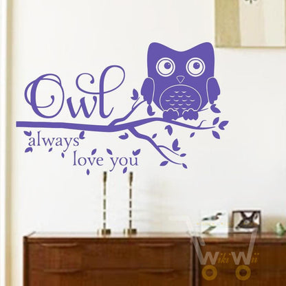 always love you owl wall sticker , waterproof home decoration - WikiWii