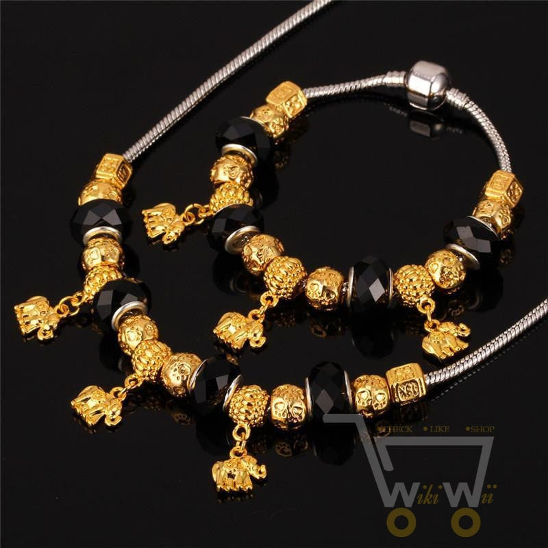 18K Gold Plated Bohemia Elephant Necklace Bracelet set - WikiWii