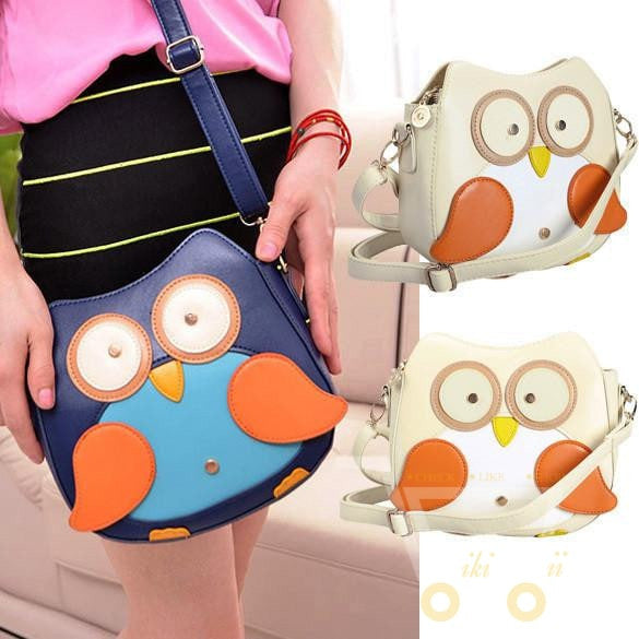 andy color female leather shoulder owls handbag - WikiWii