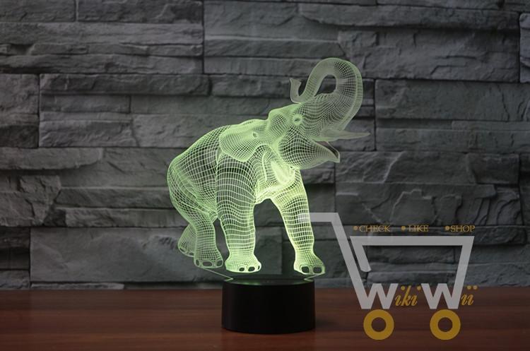 Baby Elephant Table Lamp -7 colors in one item - WikiWii