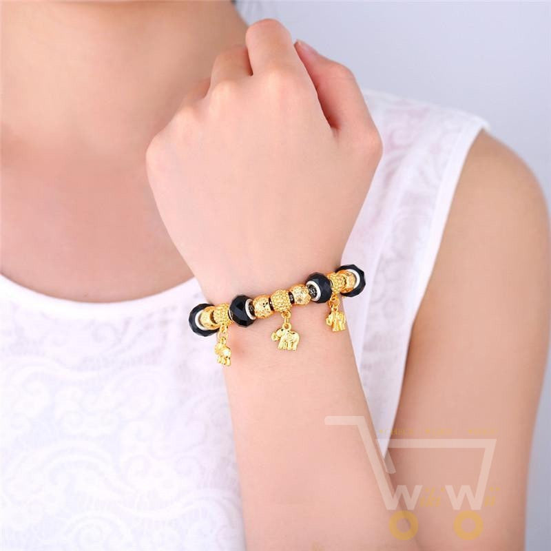 18K Gold Plated Crystal Elephant Bracelet - WikiWii