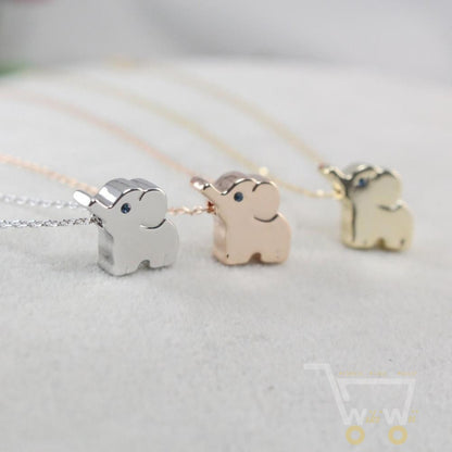 18k Gold Elephant Necklace Silver / Rose Gold - WikiWii