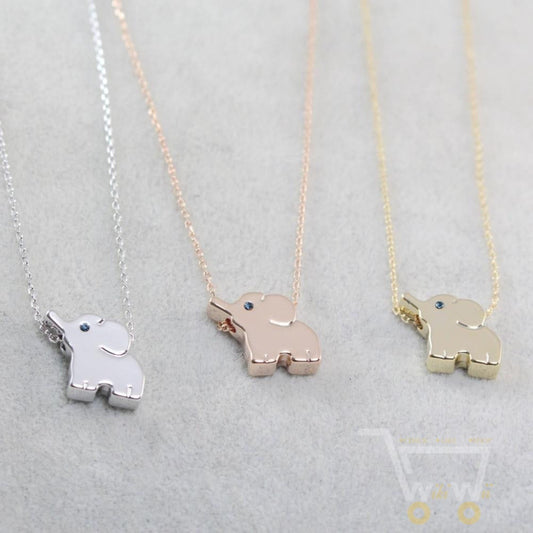 18k Gold Elephant Necklace Silver / Rose Gold - WikiWii