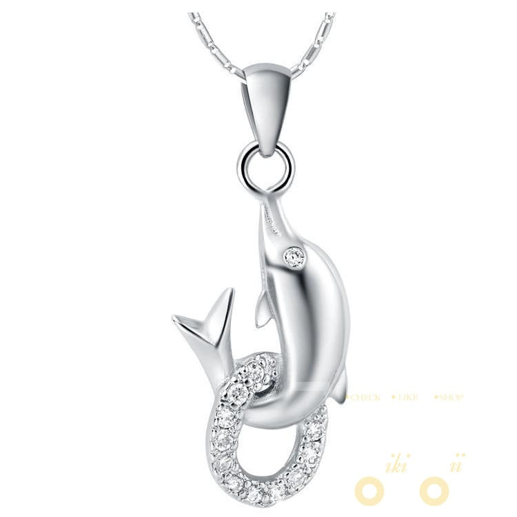 18 kg White Gold Plated Necklace Dolphin Zircon - WikiWii