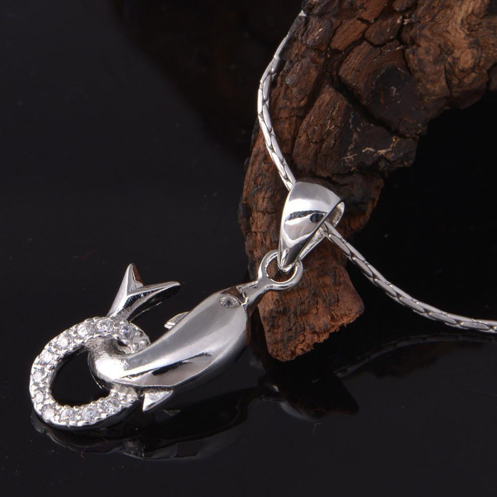 18 kg White Gold Plated Necklace Dolphin Zircon - WikiWii