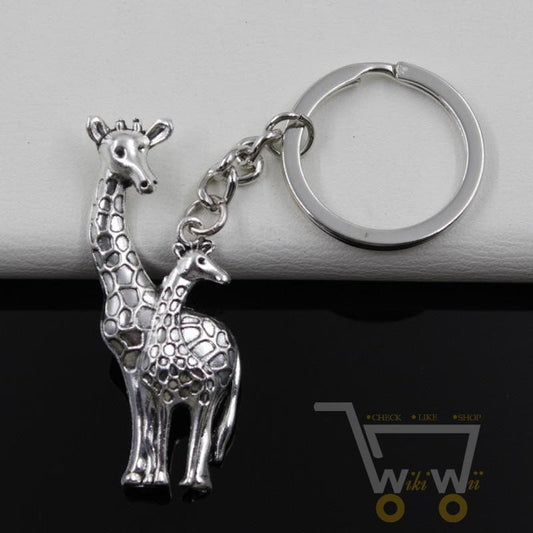 Antique Silver Plated Giraffe Keychain - WikiWii