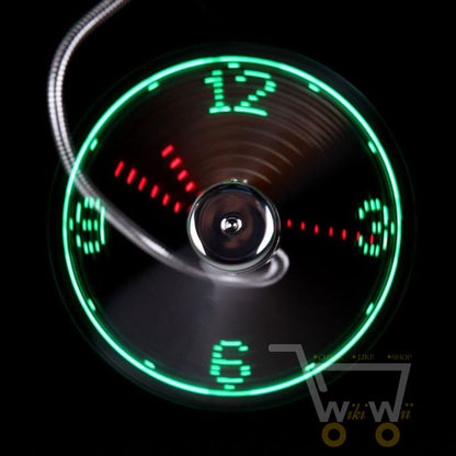 Adjustable USB Gadget Mini LED Light Fan Clock - WikiWii