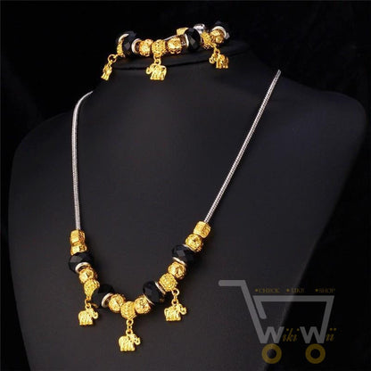 18K Gold Plated Bohemia Elephant Necklace Bracelet set - WikiWii