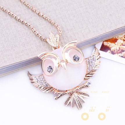 18k Gold plated New Trendy Owl Long Necklace - WikiWii