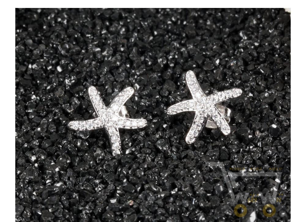 18K Gold/Platinum Plated Starfish Earrings - WikiWii