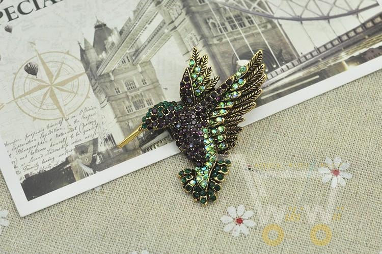 Antique Gold Hummingbird Brooch - WikiWii