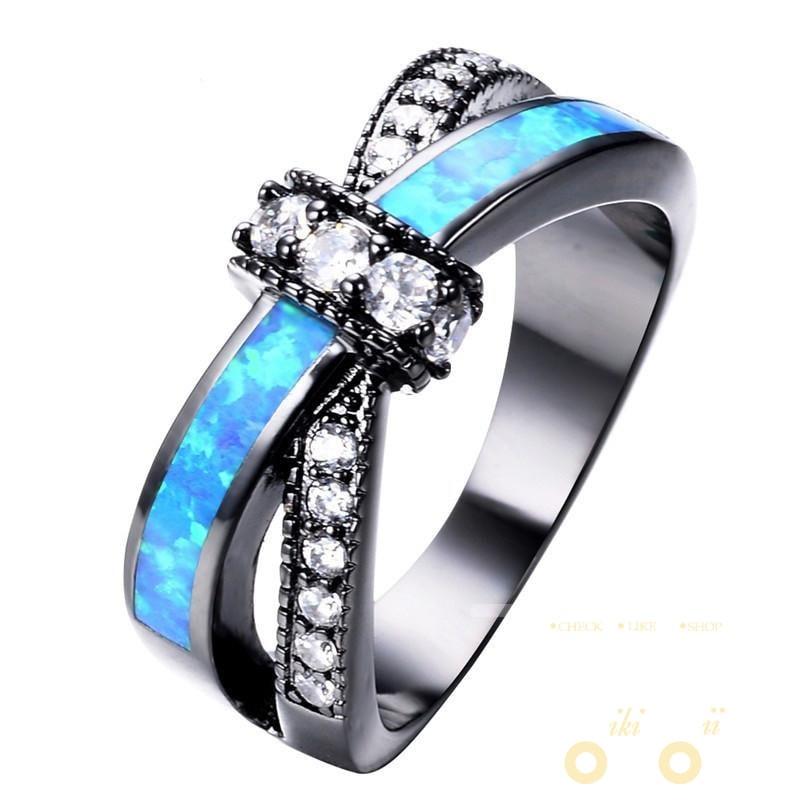 Ocean Blue Opal Cross Ring - WikiWii