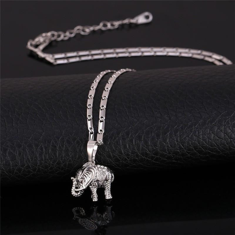 18K Gold/Platinum Plated Elephant Crystal Necklace - WikiWii