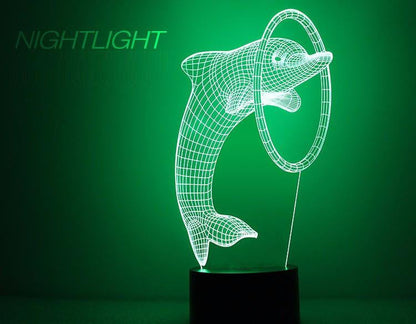 Acrylic Dolphin Colorful LED Night Light - WikiWii