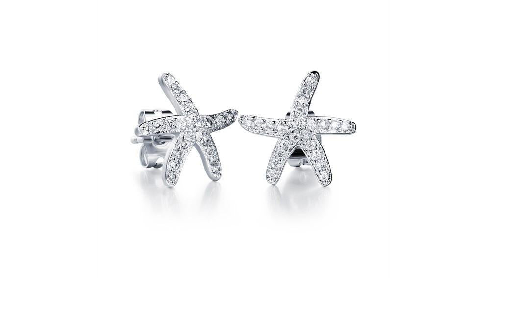 18K Gold/Platinum Plated Starfish Earrings - WikiWii