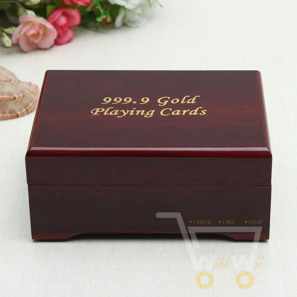 24K Gold Plated Playing Card With Wooden Box - WikiWii