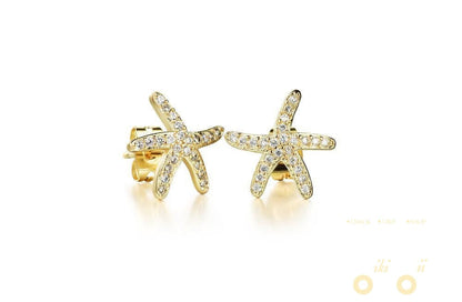 18K Gold/Platinum Plated Starfish Earrings - WikiWii