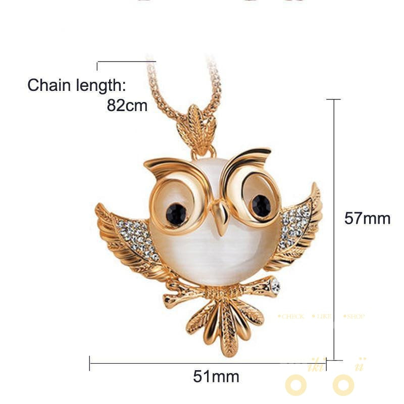 18k Gold plated New Trendy Owl Long Necklace - WikiWii