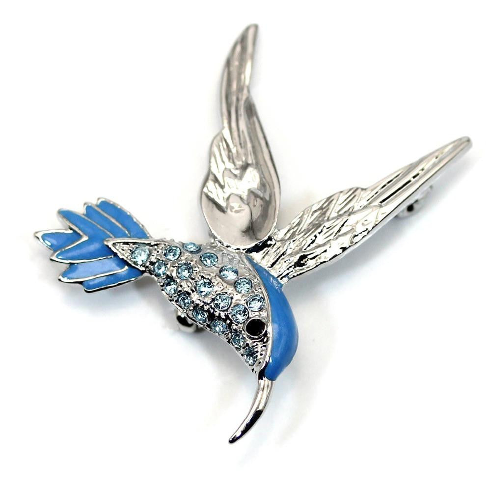 Aqua Blue Hummingbird Brooch - WikiWii