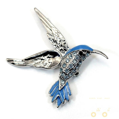 Aqua Blue Hummingbird Brooch - WikiWii