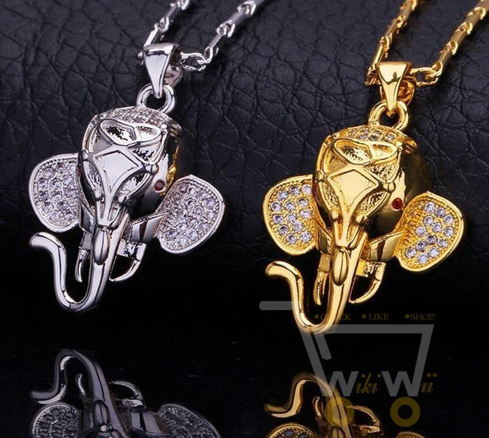 18K Gold / Platinum Plated Indian Elephant Necklace - WikiWii