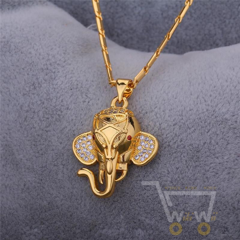 18K Gold / Platinum Plated Indian Elephant Necklace - WikiWii