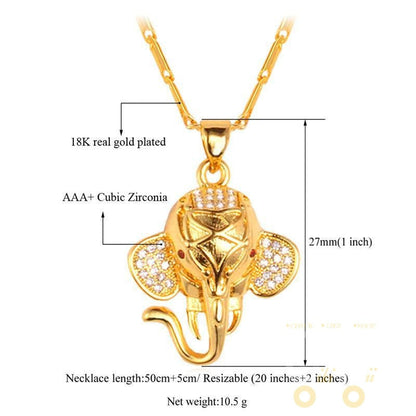 18K Gold / Platinum Plated Indian Elephant Necklace - WikiWii